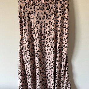 Tahari Pink Leopard Print Midi Skirt